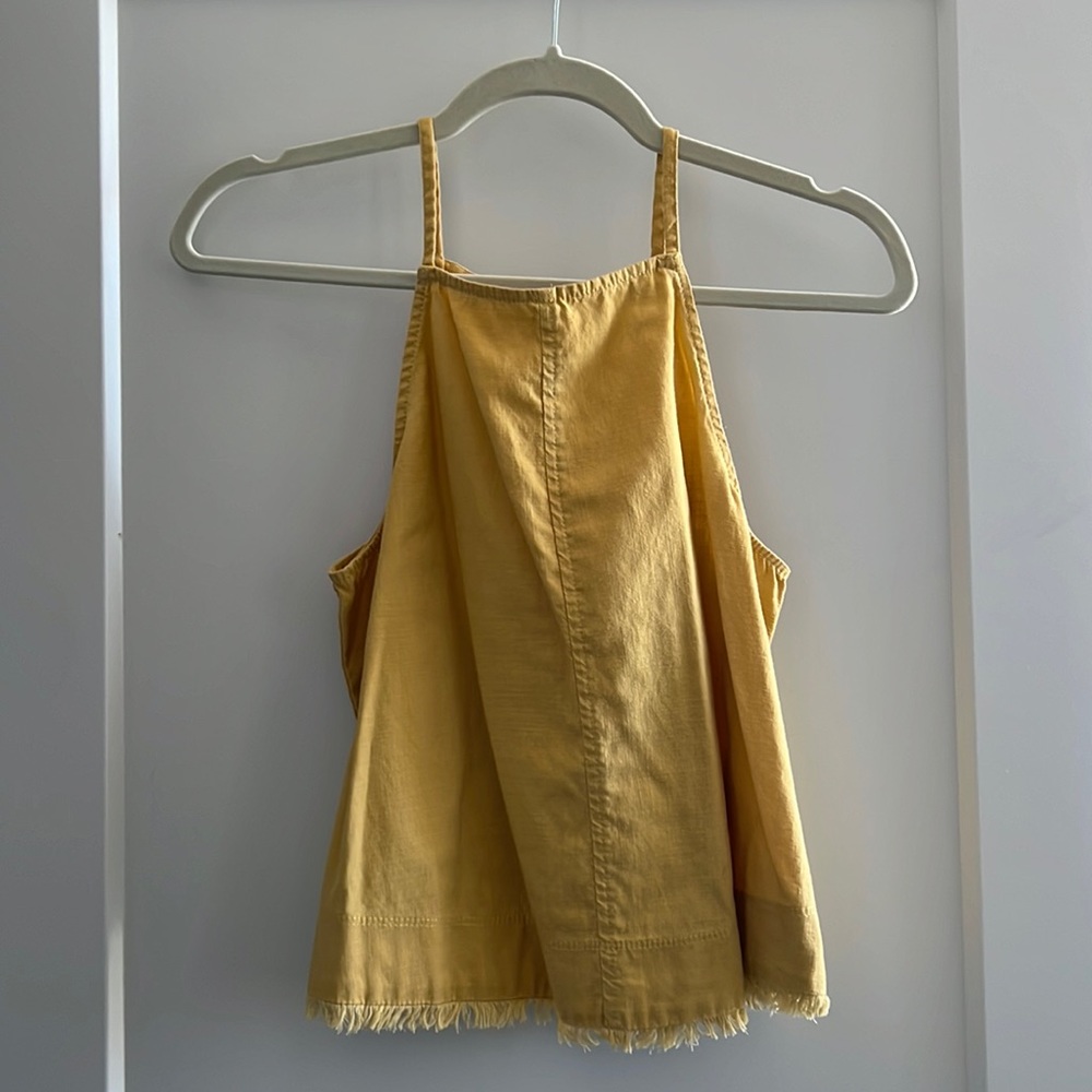 Yellow linen square neck tank